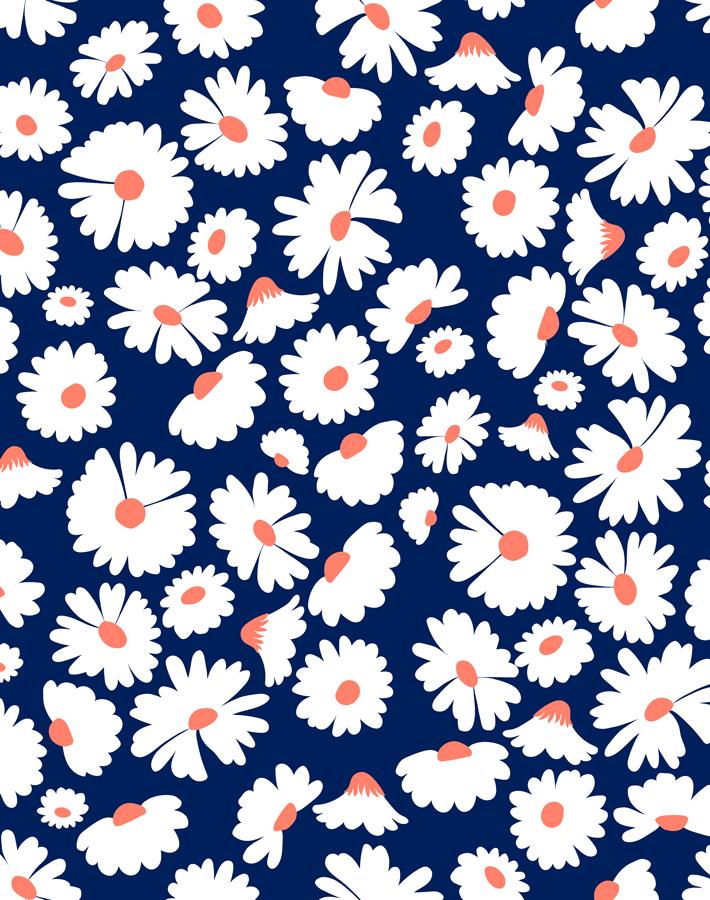'Pop Daisy' Wallpaper by Wallshoppe - Navy