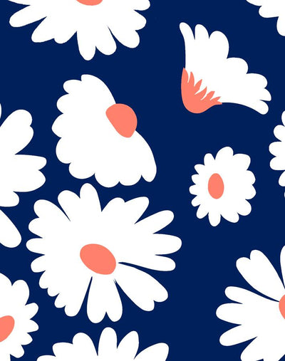 'Pop Daisy' Wallpaper by Wallshoppe - Navy