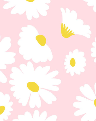 'Pop Daisy' Wallpaper by Wallshoppe - Pink