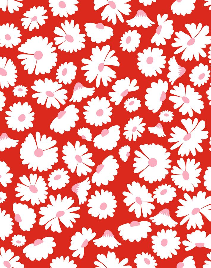 'Pop Daisy' Wallpaper by Wallshoppe - Red