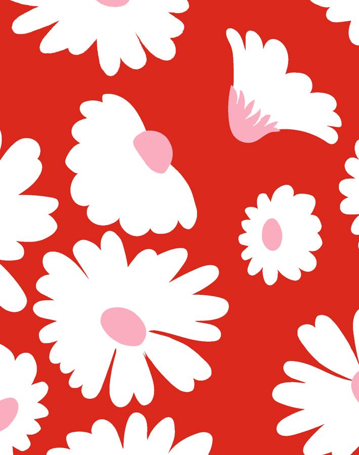 'Pop Daisy' Wallpaper by Wallshoppe - Red