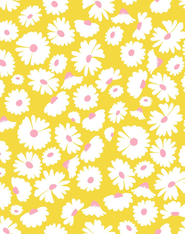 'Pop Daisy' Wallpaper by Wallshoppe - Yellow