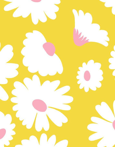 'Pop Daisy' Wallpaper by Wallshoppe - Yellow