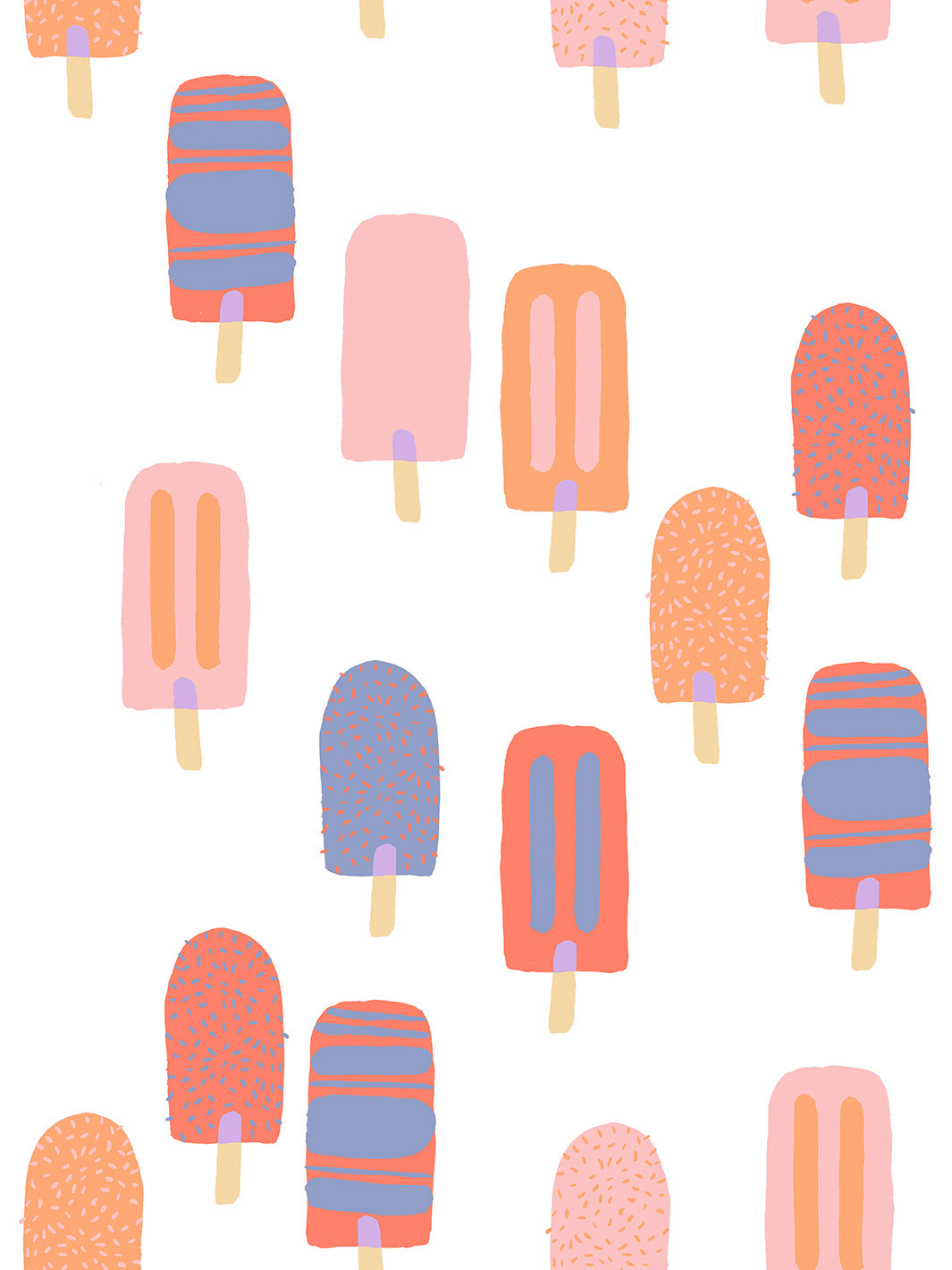 'Popsicles' Wallpaper by Tea Collection - Orange Pink