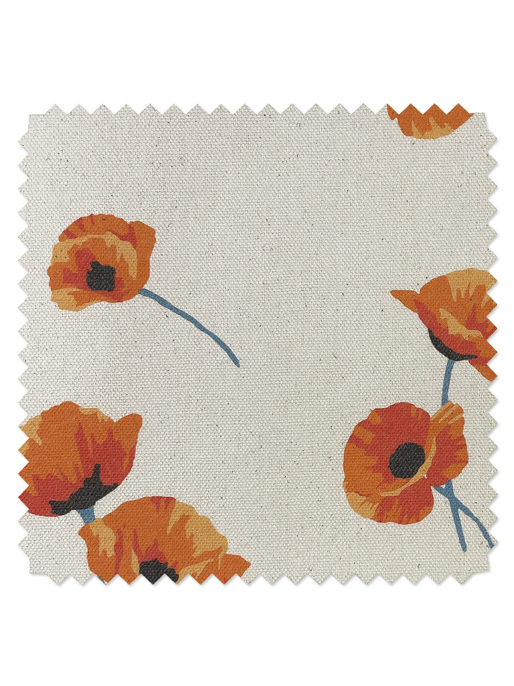 fabric by the yard poppy orange on raw canvas