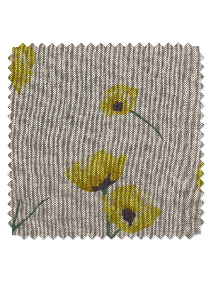 fabric by the yard poppy yellow on raw canvas
