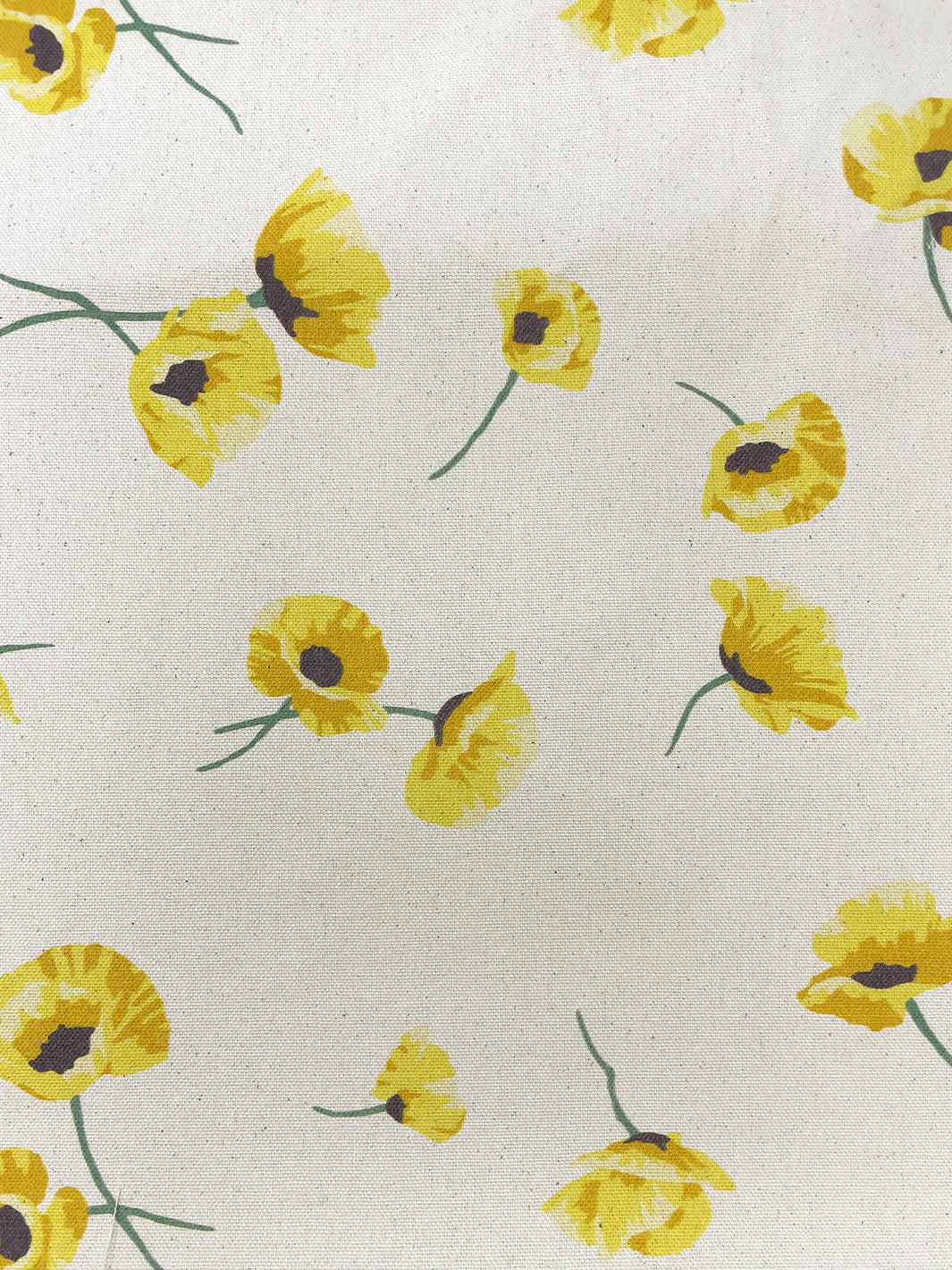 fabric by the yard poppy yellow on flax linen