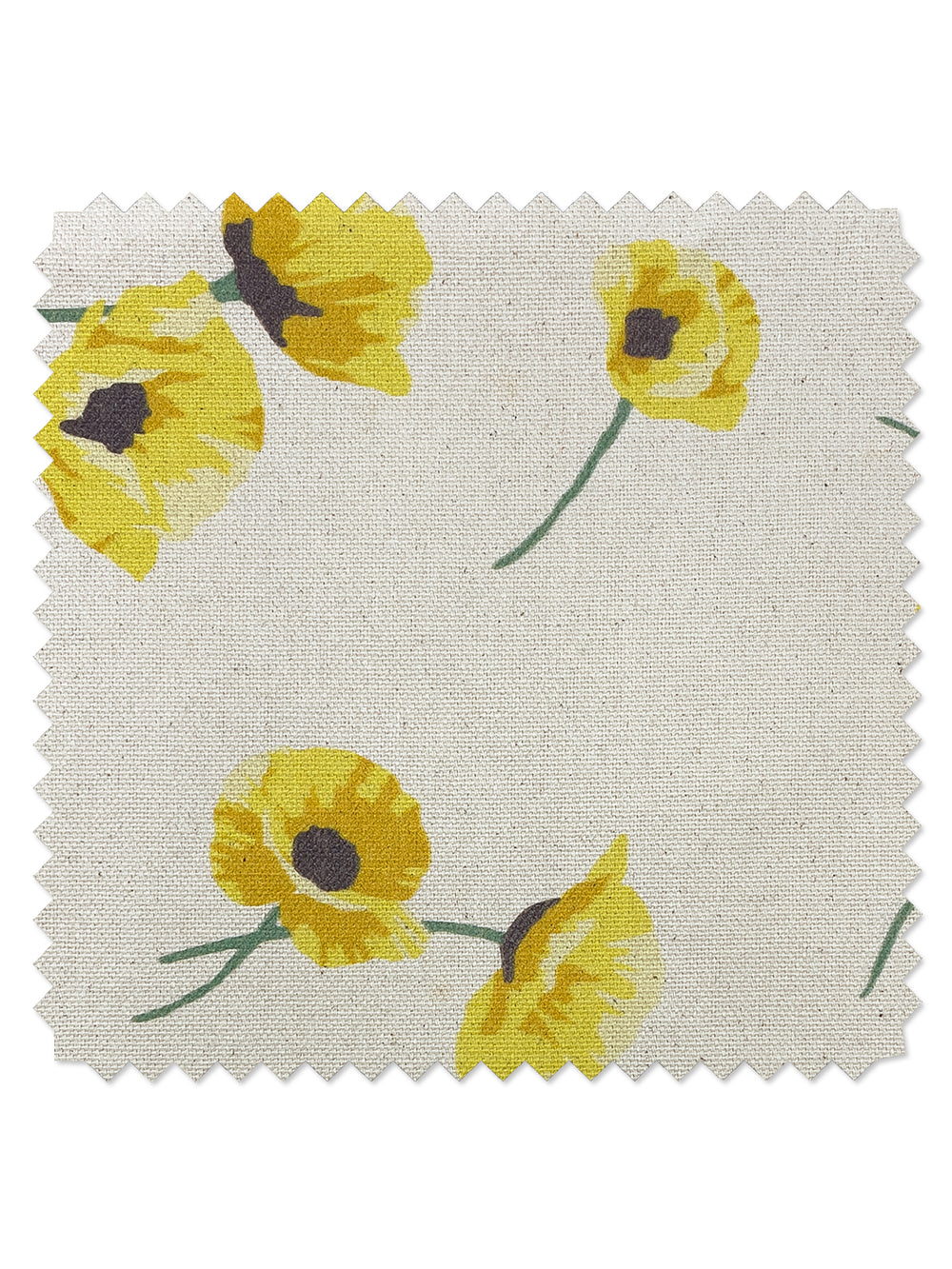 fabric by the yard poppy yellow on raw canvas