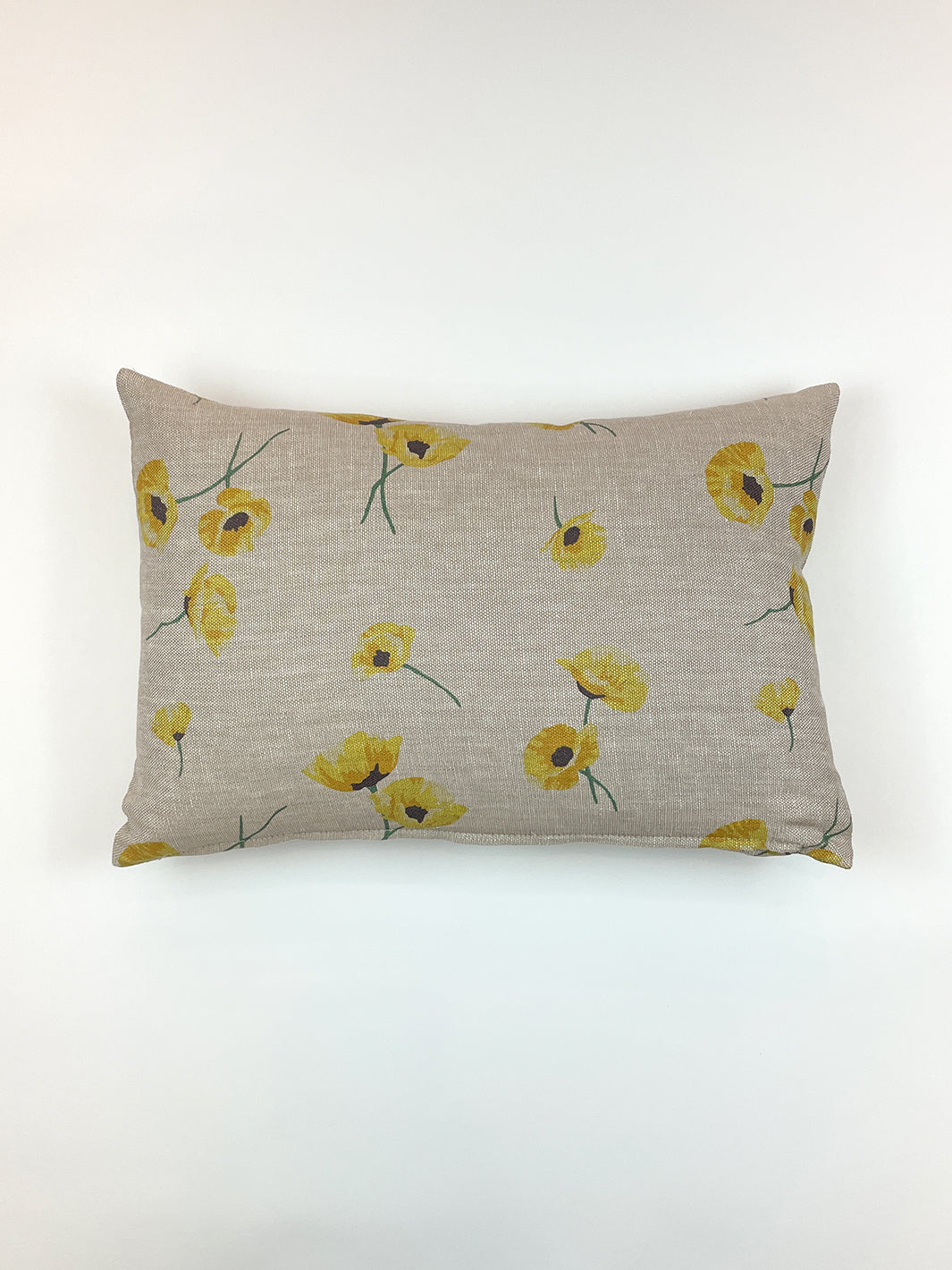 poppy throw pillow yellow on flax linen
