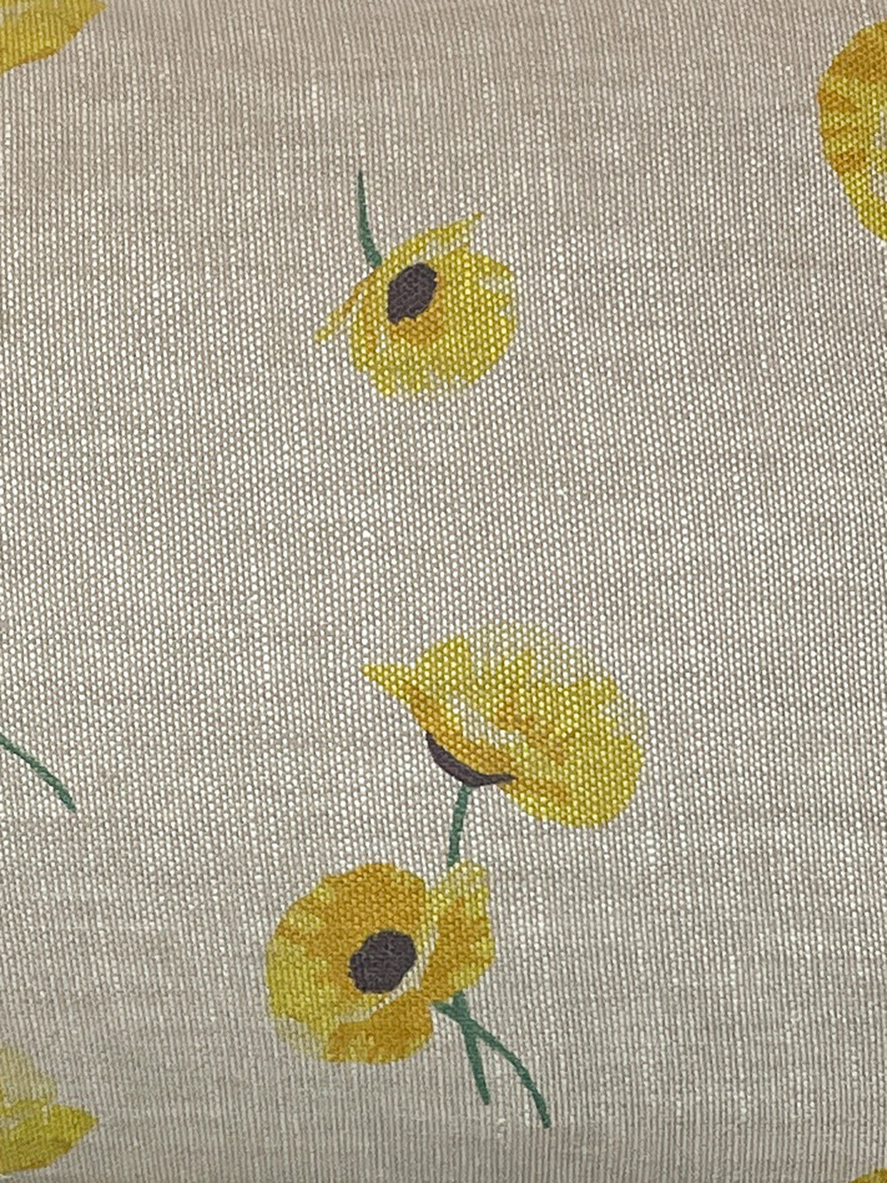 poppy throw pillow yellow on flax linen