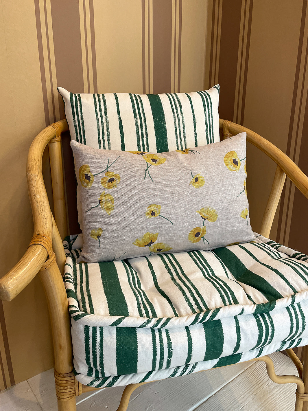 fabric by the yard poppy yellow on flax linen