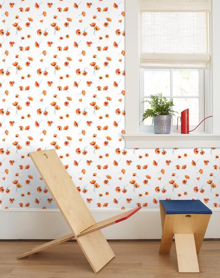 'Poppy' Wallpaper by Nathan Turner - White