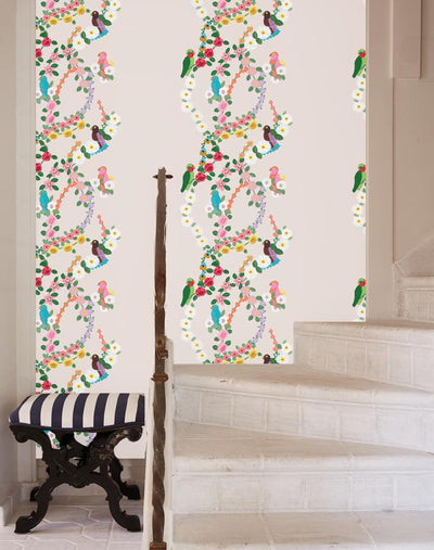 rainbow garden stripe oyster wallpaper by carly beck