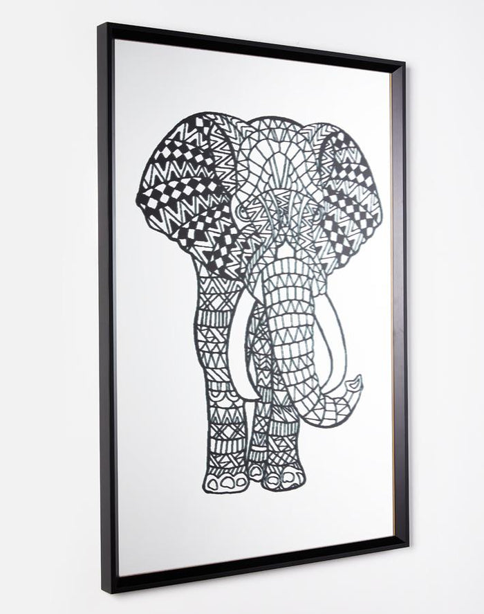 'Raja the Black Elephant' Mirrored Art by Artshoppe