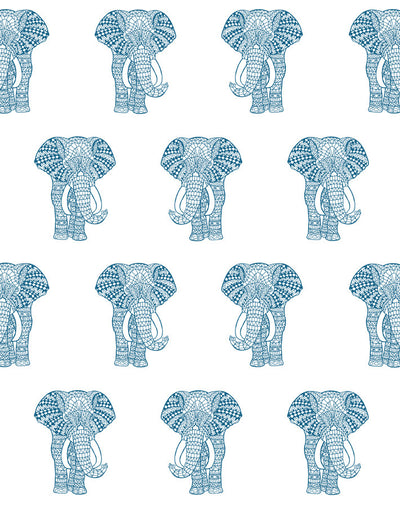 'Raja The Elephant' Wallpaper by Wallshoppe - Cadet Blue