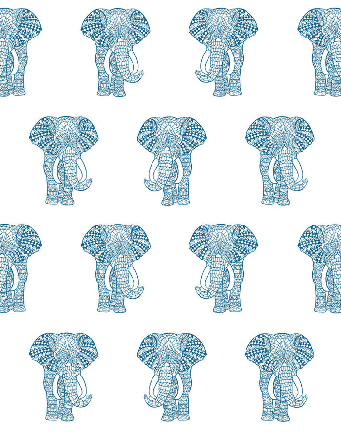 'Raja The Elephant' Wallpaper by Wallshoppe - Cadet Blue