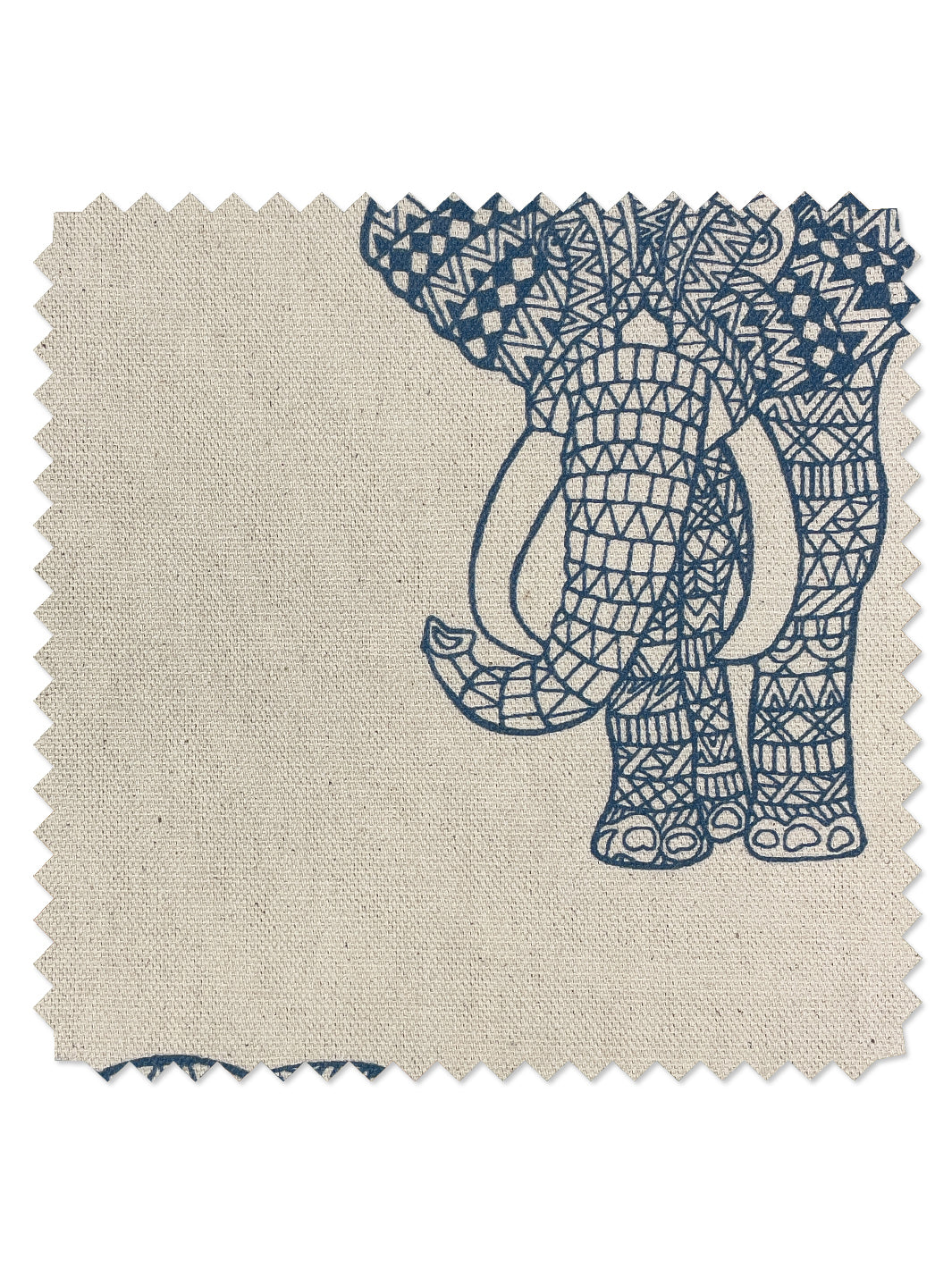 fabric by the yard raja the elephant cadet blue on raw canvas