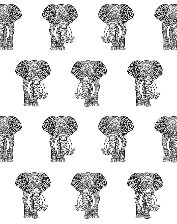 'Raja The Elephant' Wallpaper by Wallshoppe - Onyx