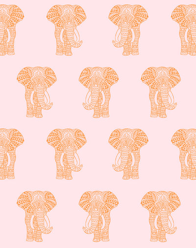 'Raja The Elephant' Wallpaper by Wallshoppe - Pink