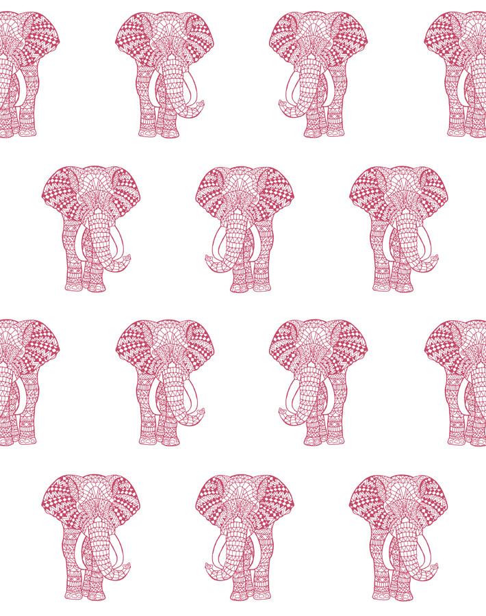 'Raja The Elephant' Wallpaper by Wallshoppe - Rose