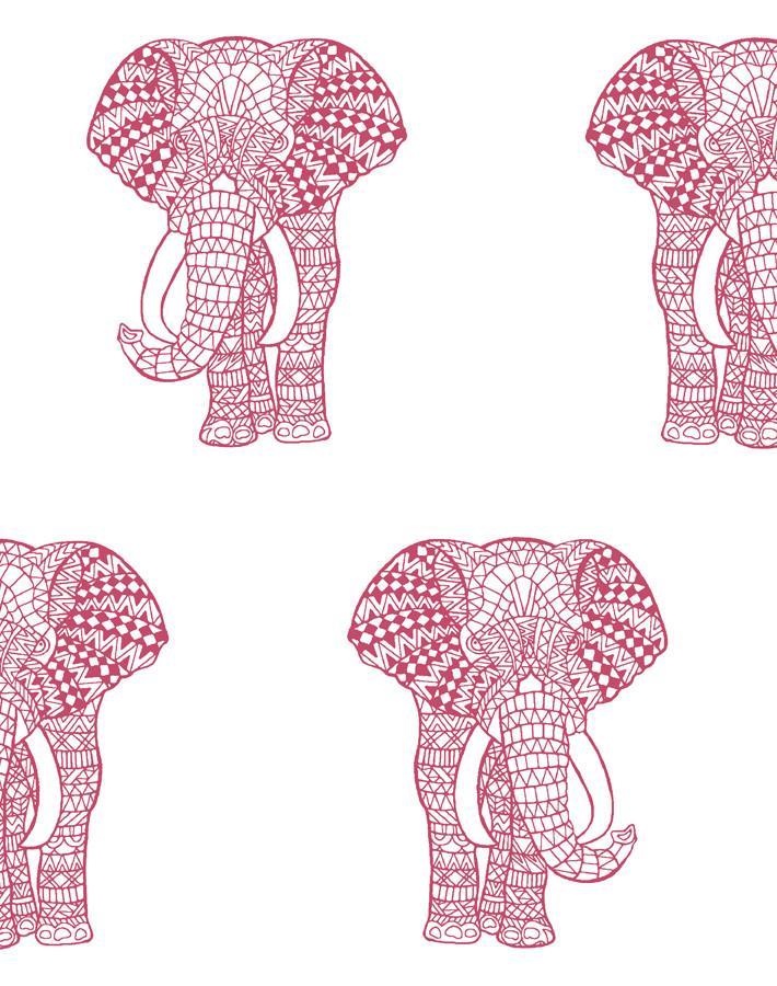 'Raja The Elephant' Wallpaper by Wallshoppe - Rose