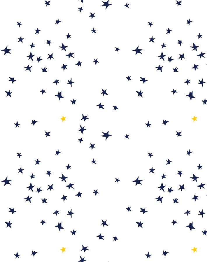 'Rising Star' Wallpaper by Clare V. - Navy / White / Gold