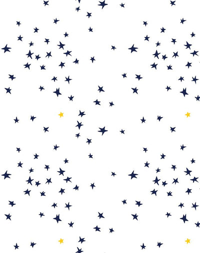 'Rising Star' Wallpaper by Clare V. - Navy / White / Gold