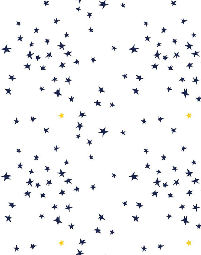 'Rising Star' Wallpaper by Clare V. - Navy / White / Gold