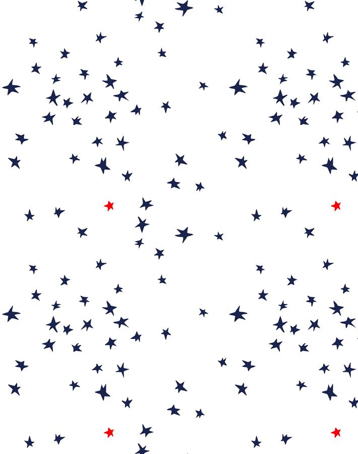 'Rising Star' Wallpaper by Clare V. - Navy / White / Red