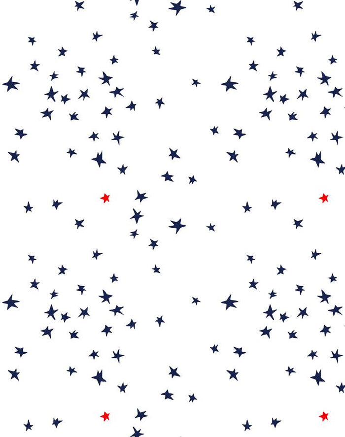 'Rising Star' Wallpaper by Clare V. - Navy / White / Red