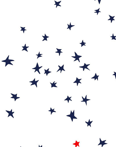rising star wallpaper navy on white with red