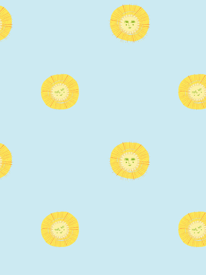 'Rising Sun' Wallpaper by Tea Collection - Pale Blue