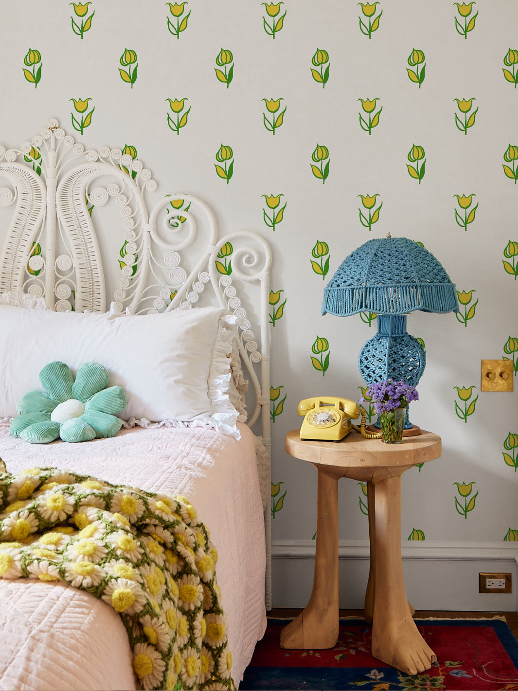 'Rita's Flowers' Wallpaper by Lingua Franca - Green Gold