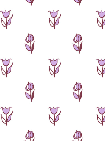 'Rita's Flowers' Wallpaper by Lingua Franca - Maroon Lilac