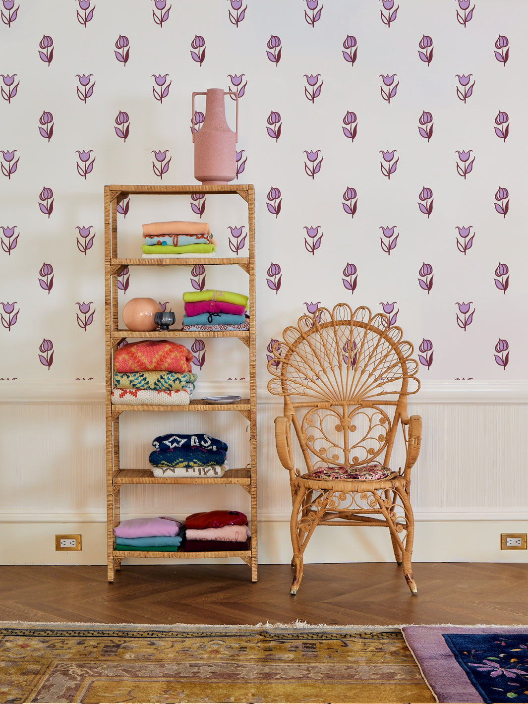 ritas flowers wallpaper by lingua franca maroon lilac