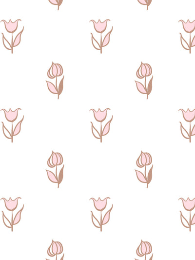 'Rita's Flowers' Wallpaper by Lingua Franca - Pink Adobe