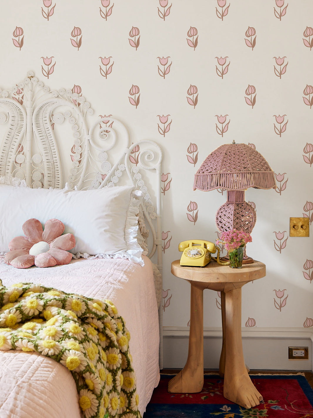 'Rita's Flowers' Wallpaper by Lingua Franca - Pink Adobe