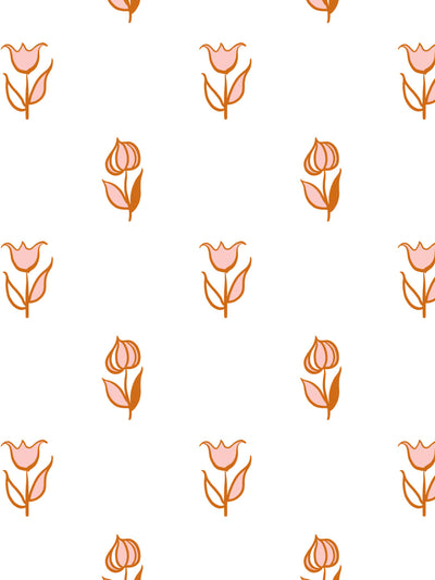 'Rita's Flowers' Wallpaper by Lingua Franca - Rust Pink