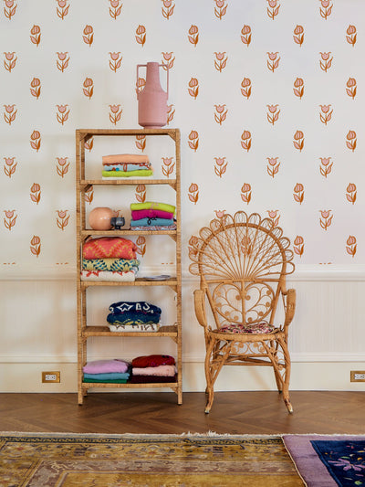 ritas flowers wallpaper by lingua franca rust pink