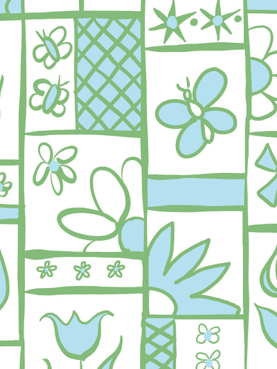 ritas kitchen wallpaper by lingua franca green blue