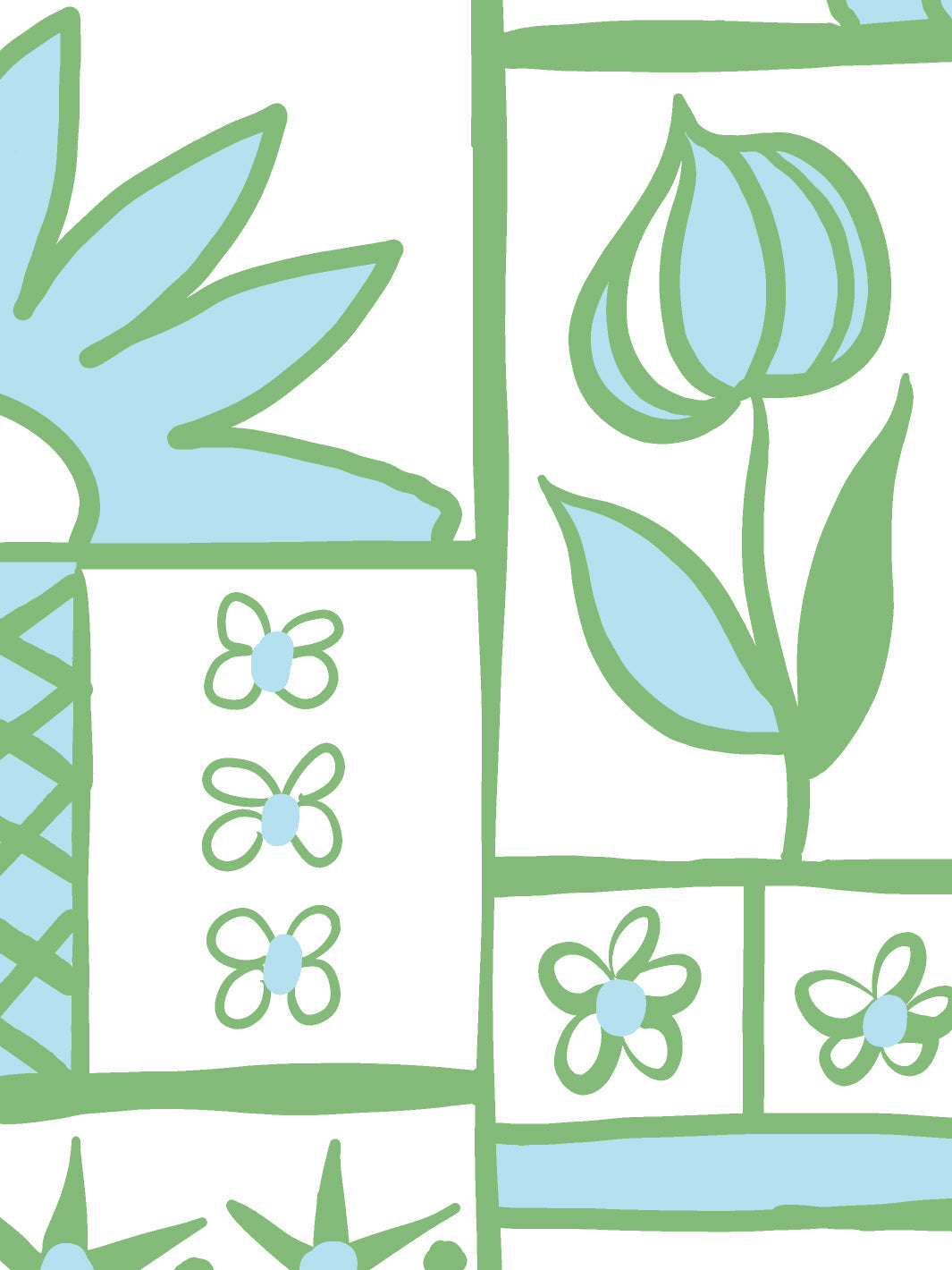 ritas kitchen wallpaper by lingua franca green blue
