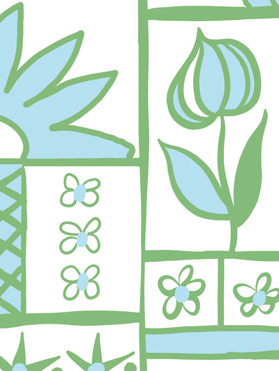ritas kitchen wallpaper by lingua franca green blue