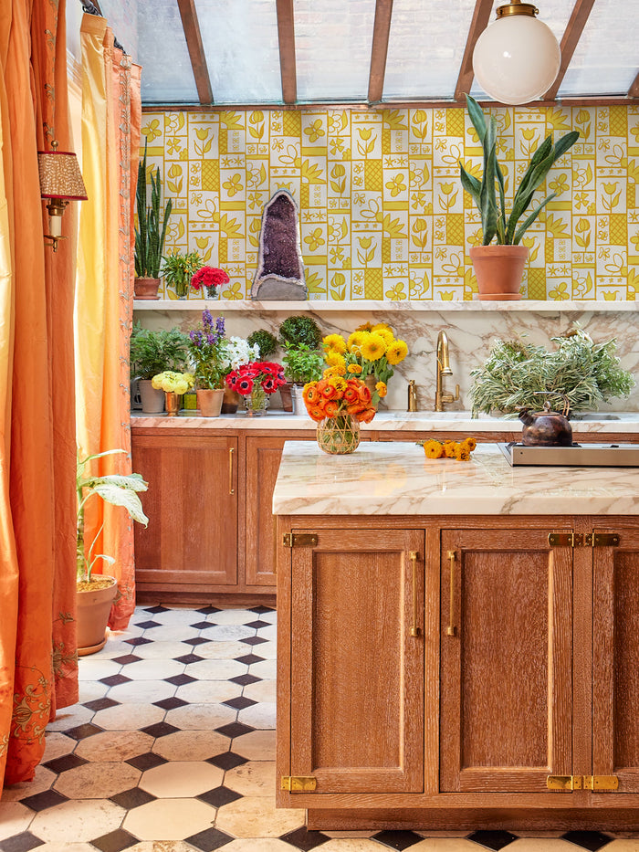 'Rita's Kitchen' Wallpaper by Lingua Franca - Marigold Daffodil