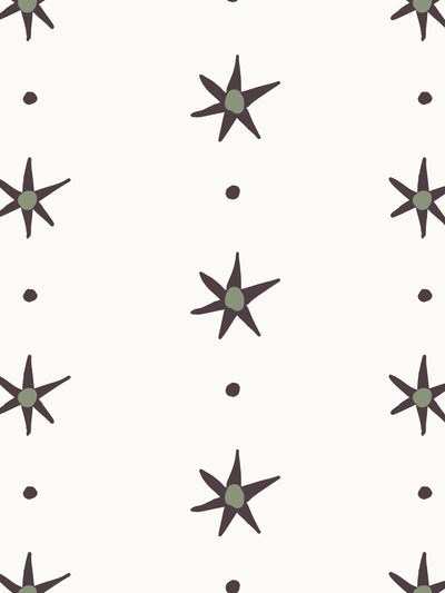 'Rita's Stars' Wallpaper by Lingua Franca - Charcoal Moss