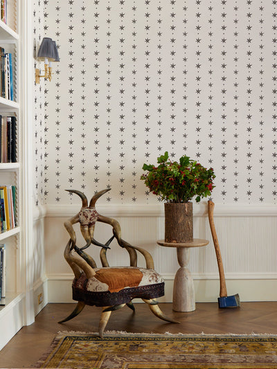 'Rita's Stars' Wallpaper by Lingua Franca - Charcoal Moss