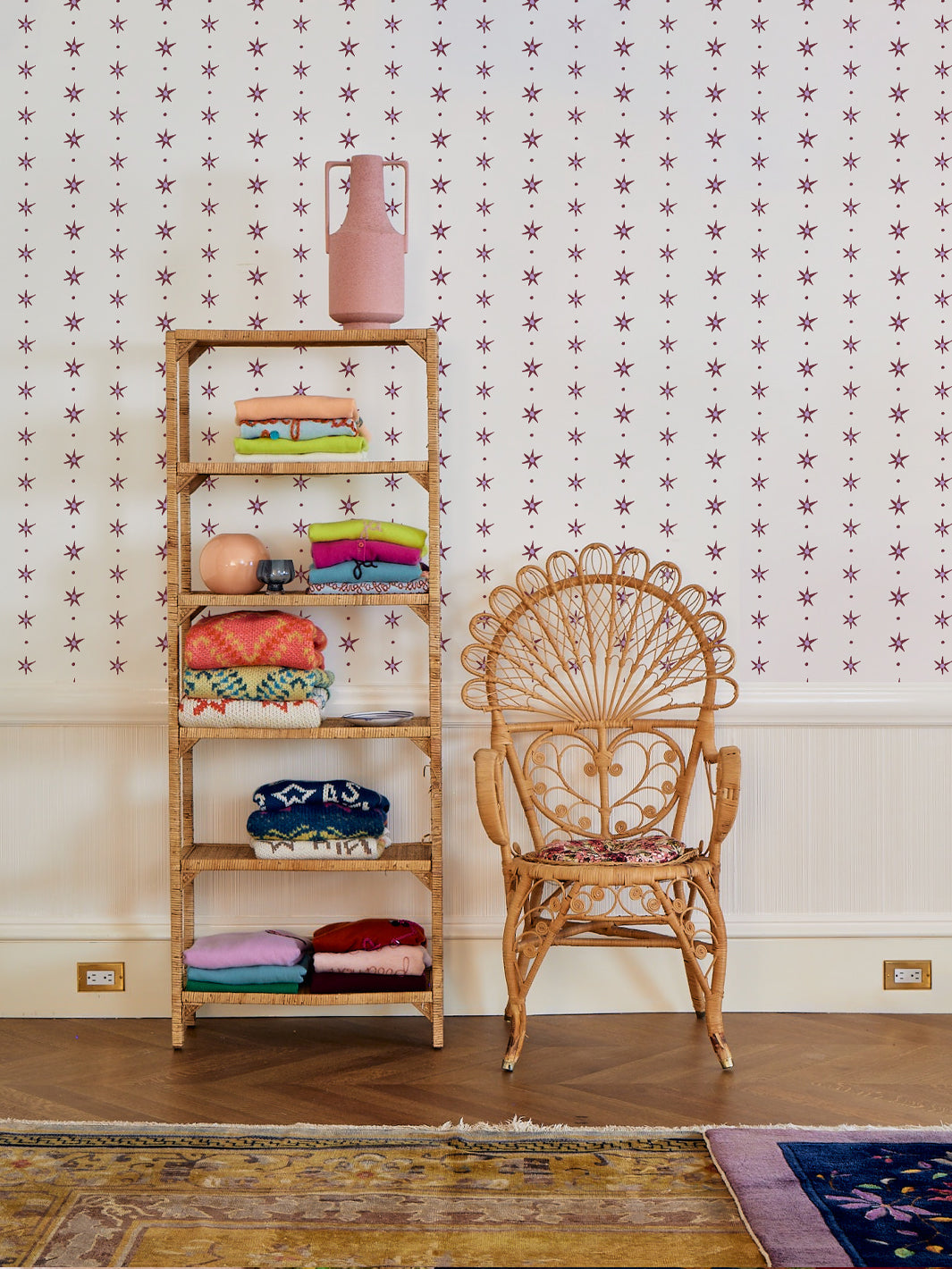 ritas stars wallpaper by lingua franca maroon lilac