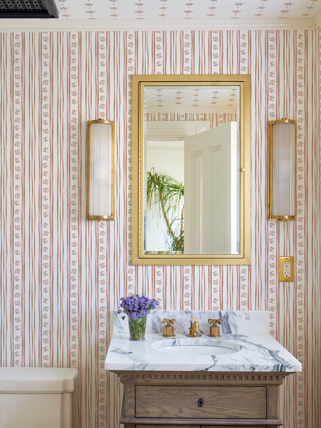 ritas stripes wallpaper by lingua franca pink adobe