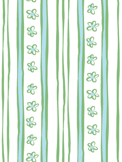 ritas stripes wallpaper by lingua franca green blue