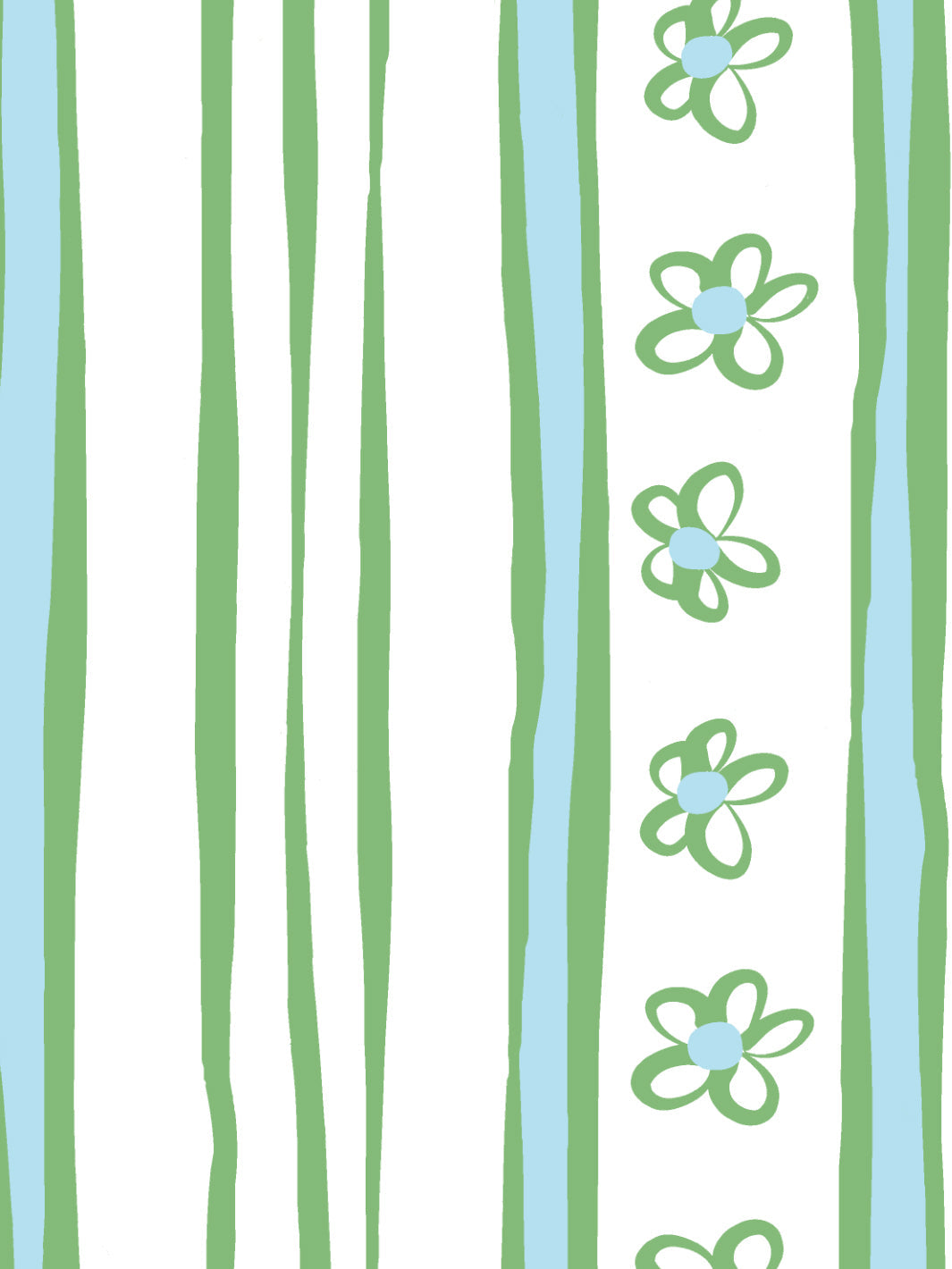 'Rita's Stripes' Wallpaper by Lingua Franca - Green Blue