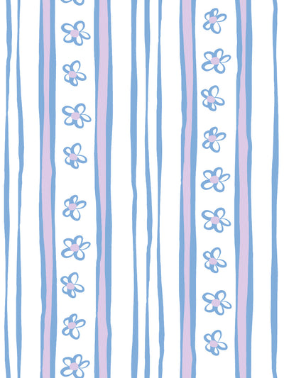 'Rita's Stripes' Wallpaper by Lingua Franca - Lavender Blue